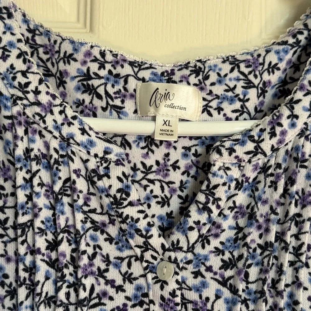 Aria Purple and Blue Floral Pajama Dress - Picture 2 of 6